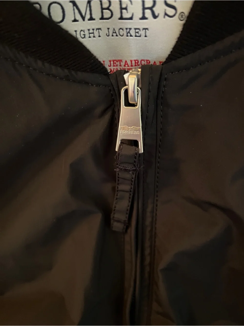 Black Bomber Jacket with Orange Trim Accent